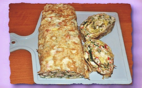 Рулет из крабового мяса в лаваше